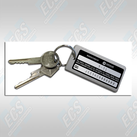Dodge/Plymouth Custom Car Metal Key Tags (Specific Date & Actual VIN Number on Minature VIN)