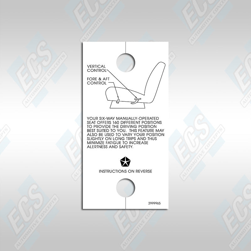 1969-71 Mopar: Six-Way Seat Instructions
