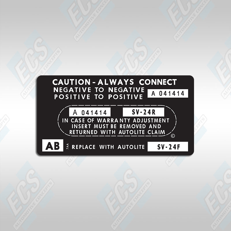 1966-71 Ford: Battery ID / Warranty Decal (Multiple Options!)
