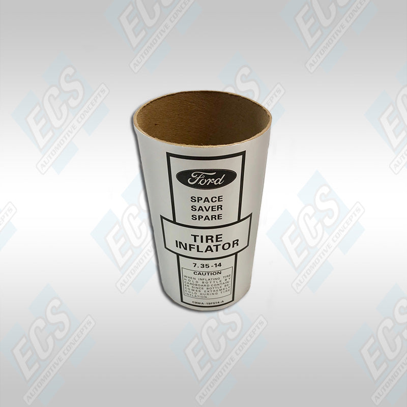1968-70 Ford Space Saver: Inflator Bottle Sleeve with Decal (Multiple Options!)